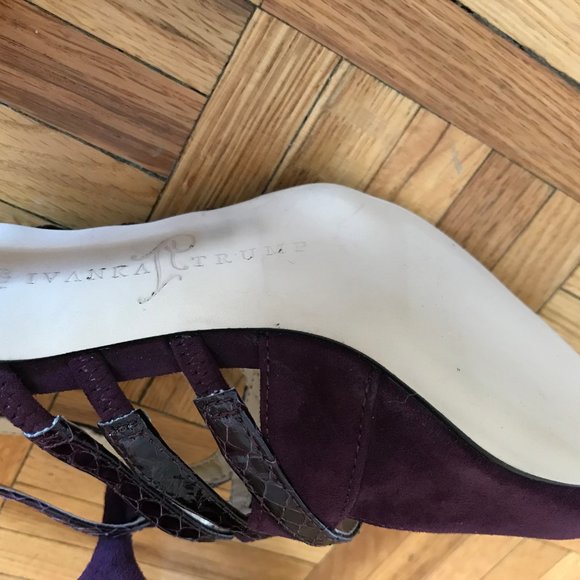 Sandale de soirée suède et cuir luisant bourgogne - Picture 6 of 6